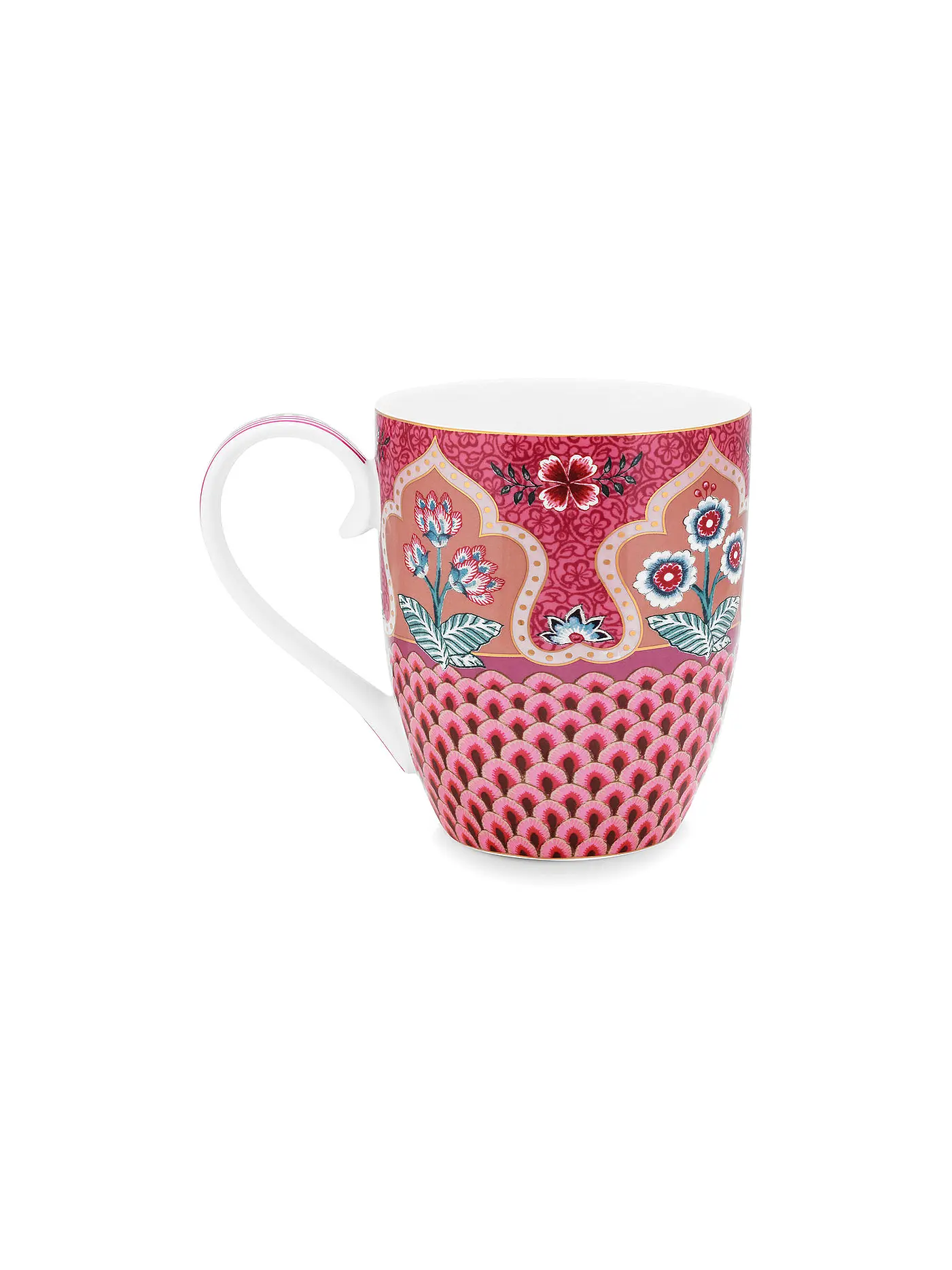 PIP STUDIO | Henkelbecher XL 450ml Flower Festival Dark Pink | beere